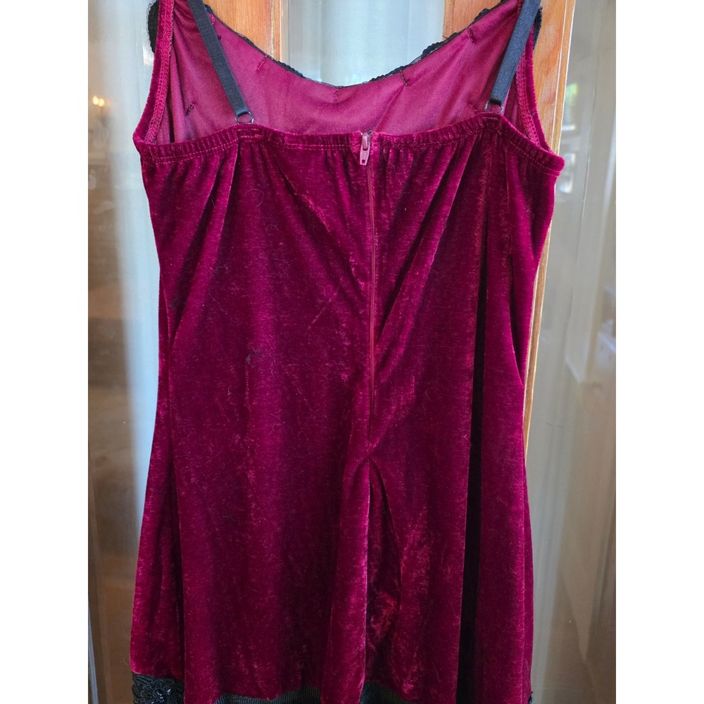 Dreamgirl vtg Flapper Dress Med Burgundy Velvet Beaded Fringe 1920s Great Gatsby - Picture 6 of 14